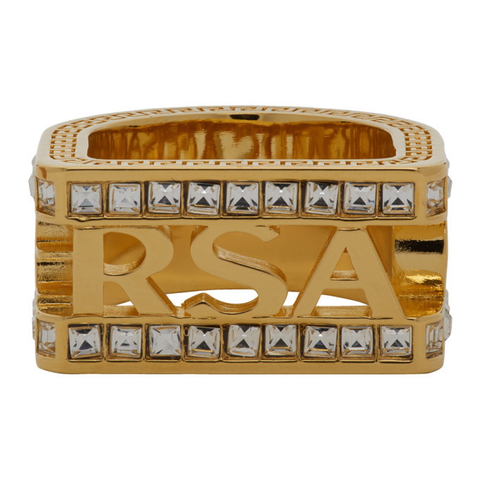 Photo: Versace Gold Crystal Cut-out Logo Ring