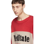 The Elder Statesman Red and Beige Cashmere Meditate Sweater
