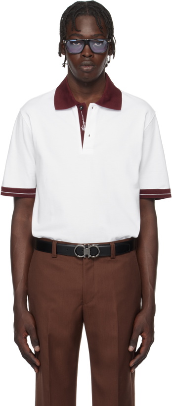 Photo: Ferragamo White Color Block Polo