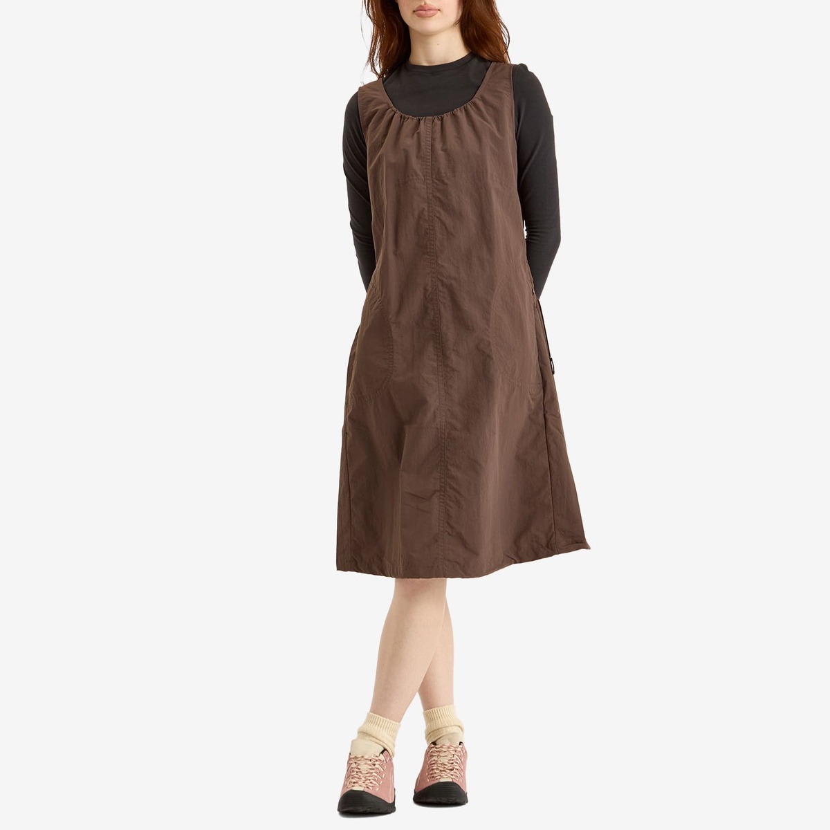Gramicci Women's Nylon Midi Dress in Deep Brown
