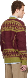 South2 West8 Red & Green Mohair V-Neck Cardigan