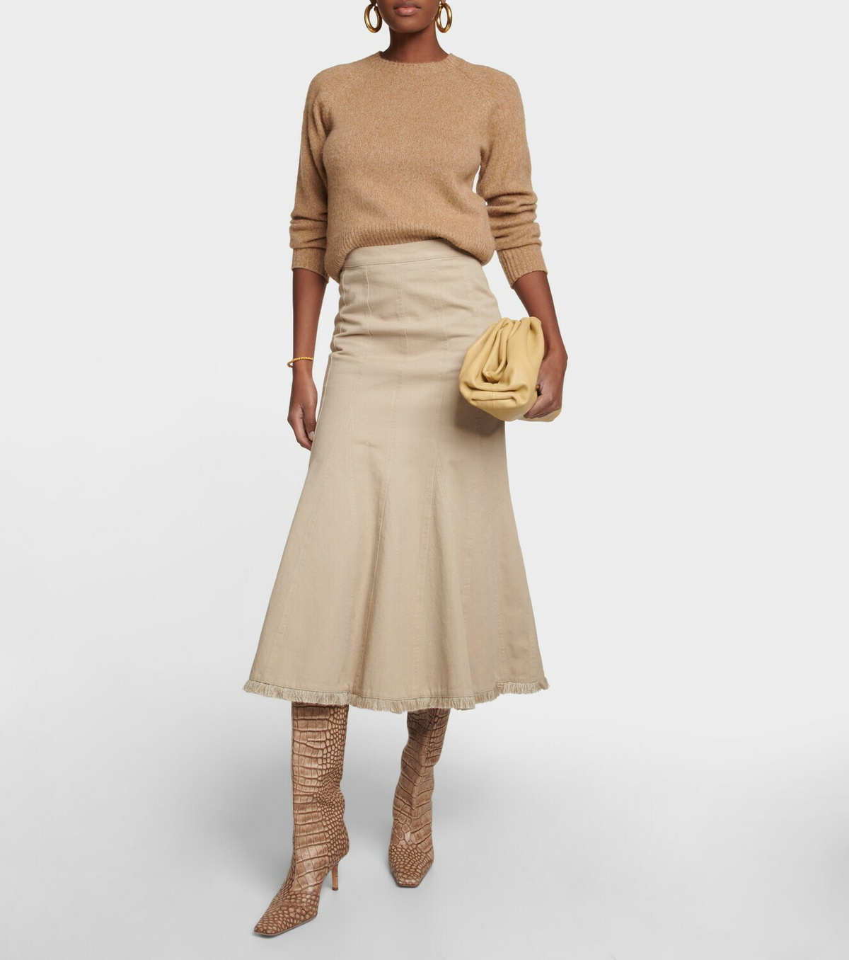 Max Mara - Pleated high-rise cotton midi skirt Max Mara