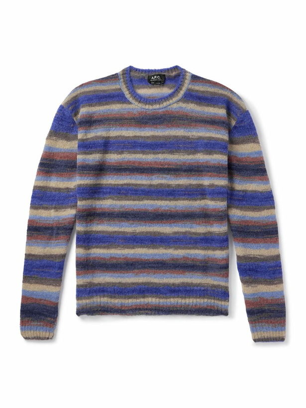 Photo: A.P.C. - Bryce Striped Brushed-Knit Sweater - Blue