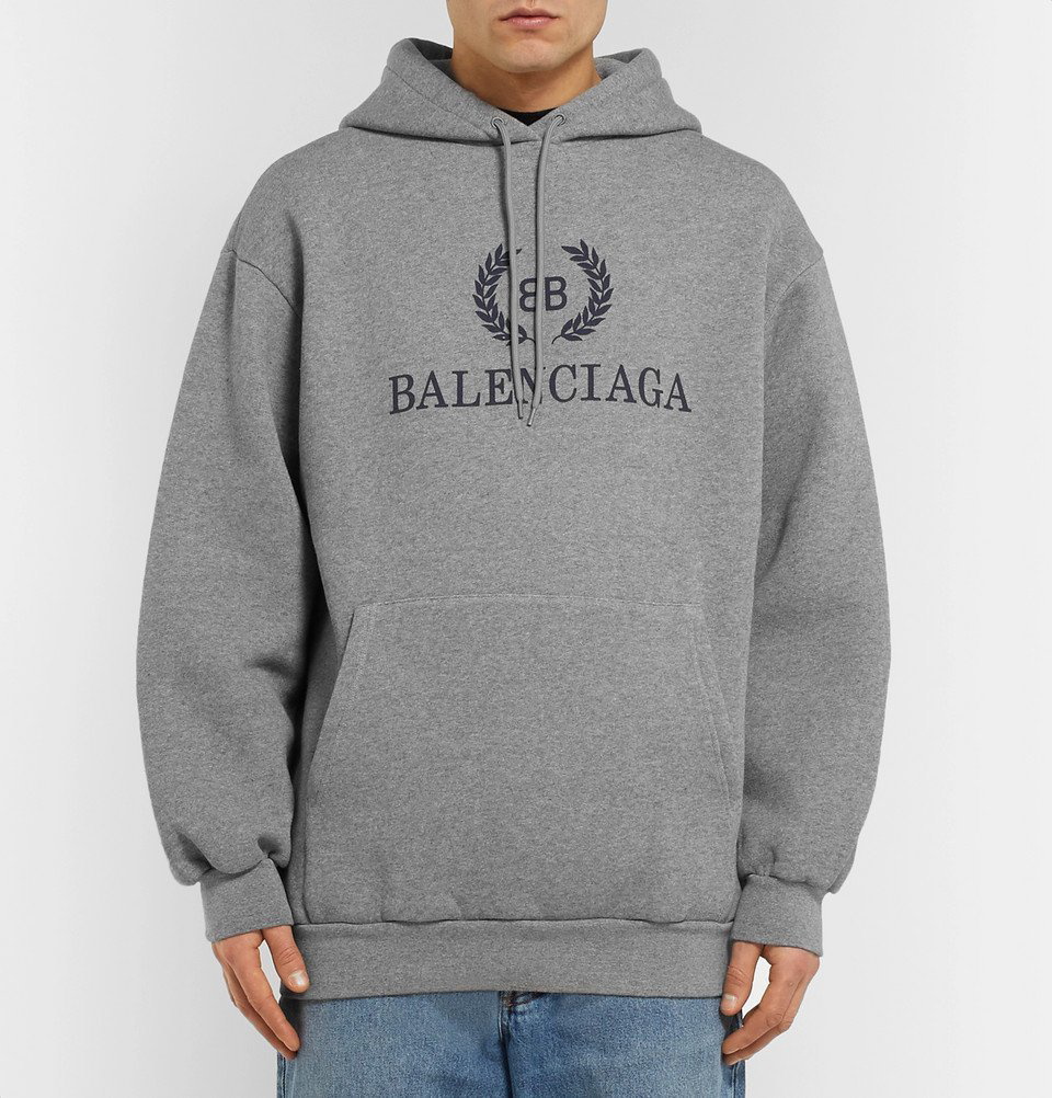 BALENCIAGA Logo-Print Cotton-Jersey Hoodie for Men