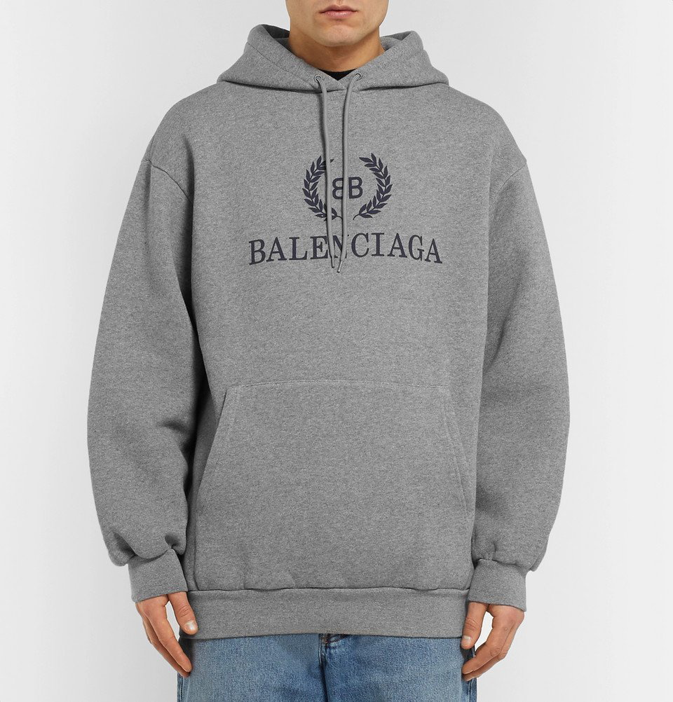 Balenciaga Oversized Logo Print Fleece Back Cotton Blend Jersey