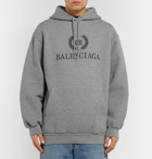 Balenciaga - Oversized Logo-Print Fleece-Back Cotton-Blend Jersey Hoodie - Men - Gray