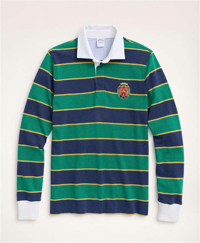 Photo: Brooks Brothers Men's Cotton Crest Rugby | Navy/Green