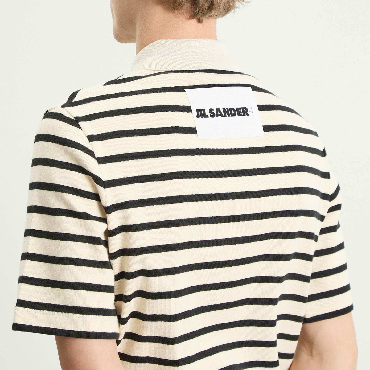 Jil Sander Men's Stripe Short Sleeve Polo in Bluejay