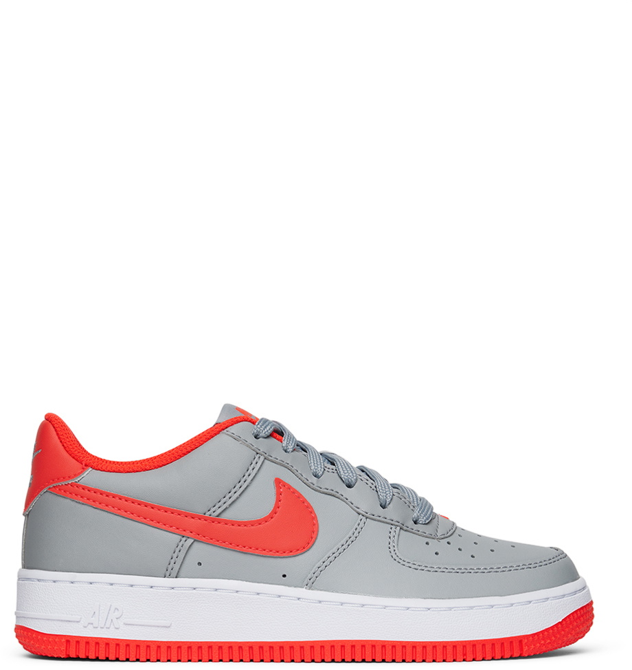 Kids Gray Red Air Force 1 Big Kids Sneakers by Nike on Sale