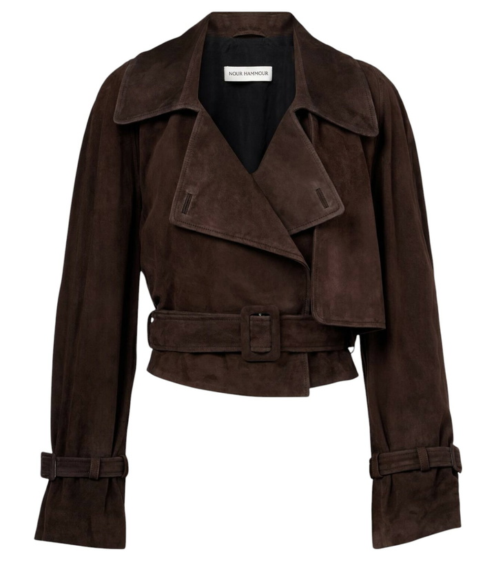 Photo: Nour Hammour Hatti cropped suede jacket