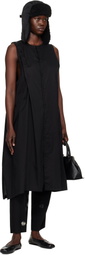 Y's Black S-Asymmetric Button Midi Dress