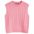 Acne Studios Women's Face Knitted T-Shirt in Tango Pink