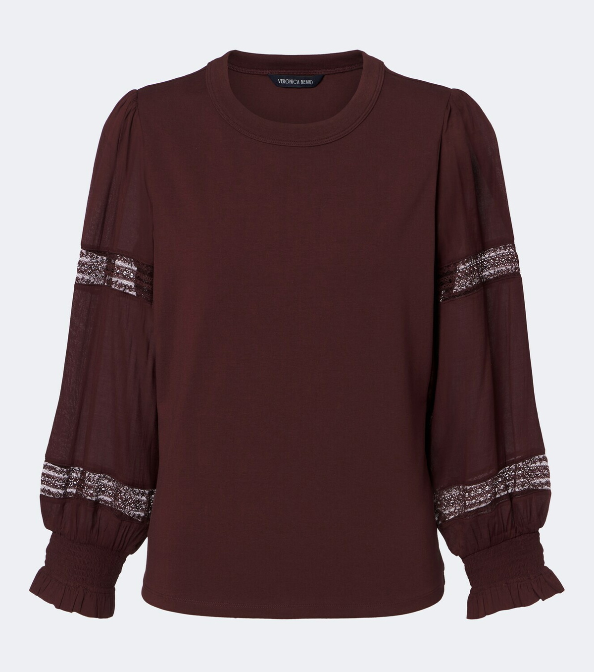 Veronica Beard Bellamie lace-trimmed cotton-blend jersey top