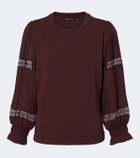 Veronica Beard Bellamie lace-trimmed cotton-blend jersey top