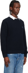 Maison Kitsuné Navy Fox Head Cotton Ribbed Sweater