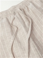 Loretta Caponi - Straight-Leg Striped Linen and Cotton-Blend Drawstring Trousers - Neutrals