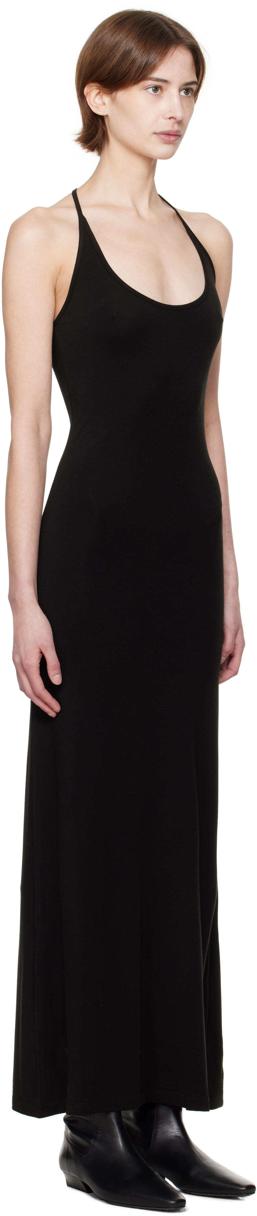 Fax Copy Express Black Afternoon Stretch Series Slim-Fitting Maxi Dress