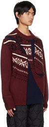 Yuki Hashimoto Burgundy Patchwork Sweater