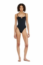 Diesel Nylon bodysuit with cut-out and metal Oval D - Bodysuits Womens in Black