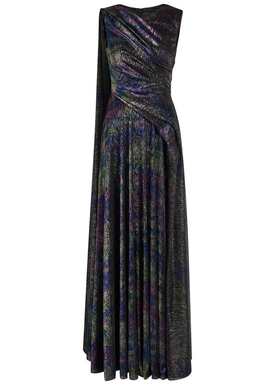 Talbot Runhof Scarf-effect Metallic-weave Gown Multicoloured 1
