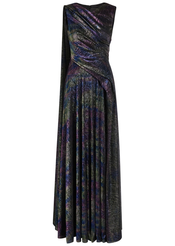 Photo: Talbot Runhof Scarf-effect Metallic-weave Gown Multicoloured 1