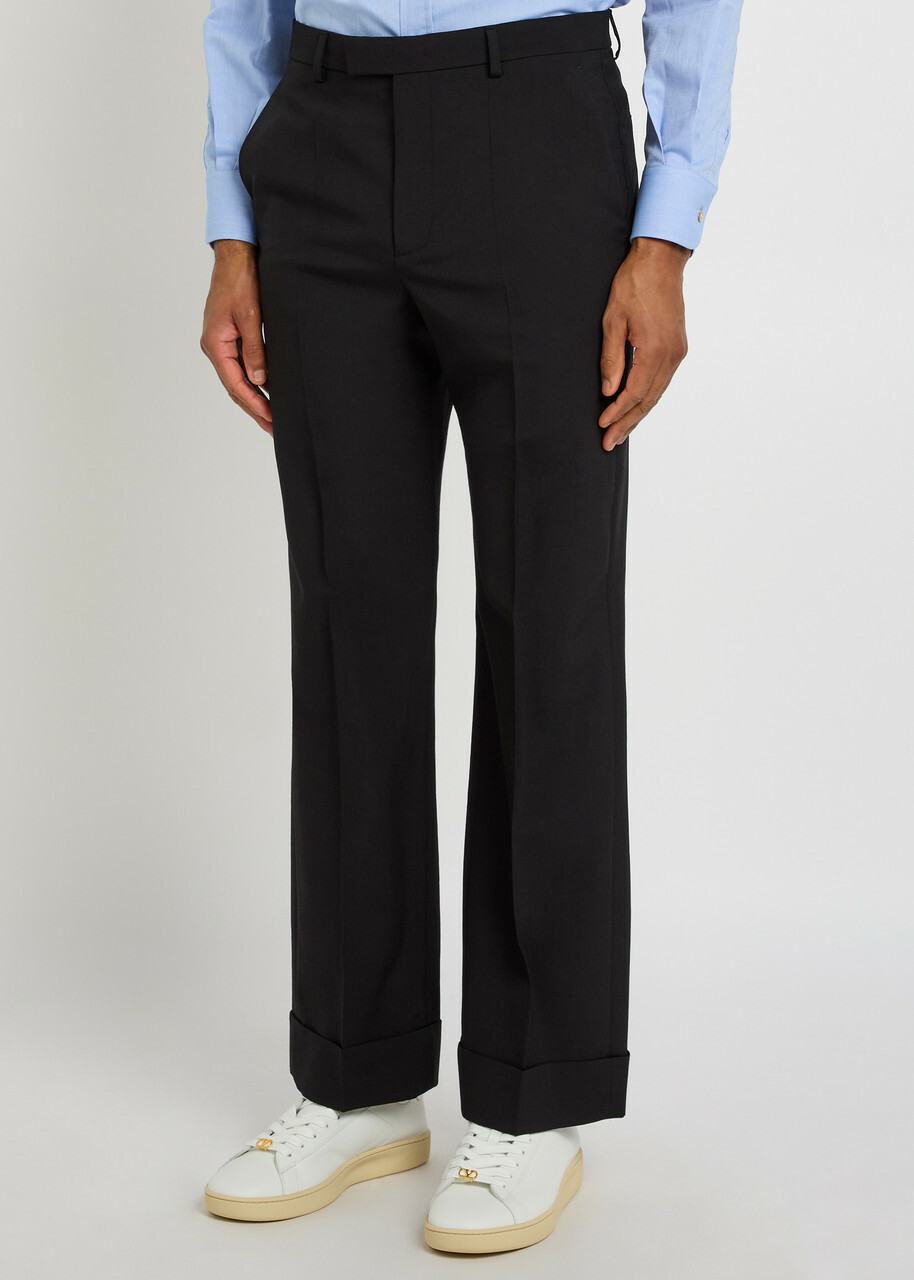Valentino Garavani Straight-leg Wool Trousers Black