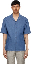 Z Zegna Blue Denim Short Sleeve Shirt