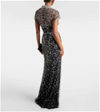 Jenny Packham Crystal Drop embellished caped gown