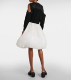 Noir Kei Ninomiya Cutout tulle-trimmed wool cardigan