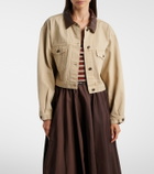 Prada Leather-trimmed cropped denim jacket