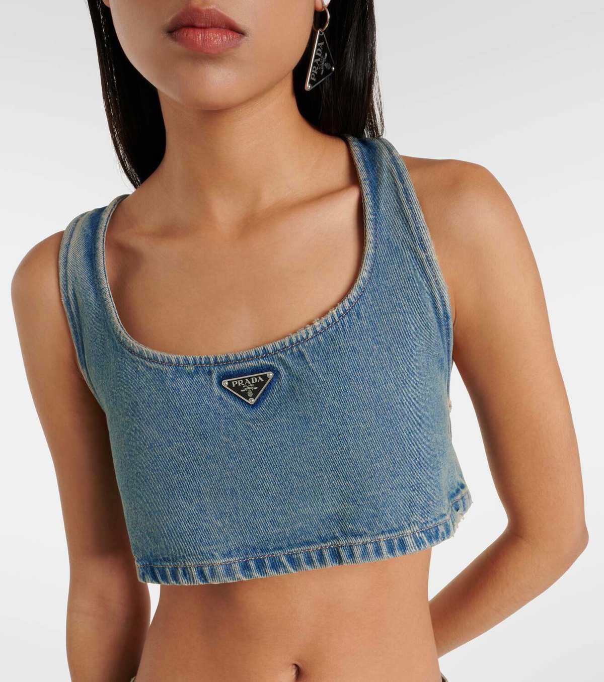 Prada Logo denim bra top Prada
