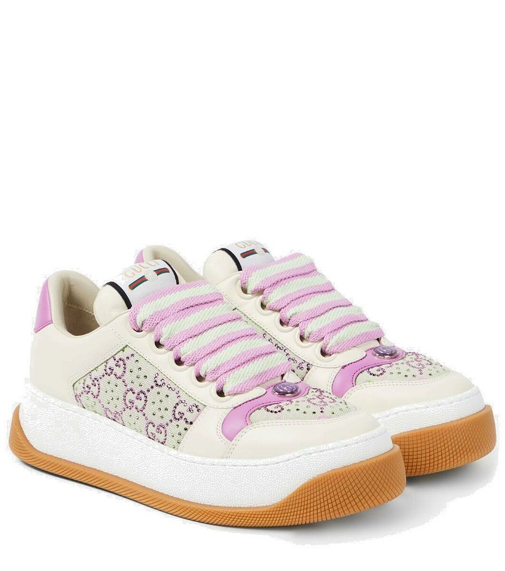 Photo: Gucci Screener embellished leather sneakers