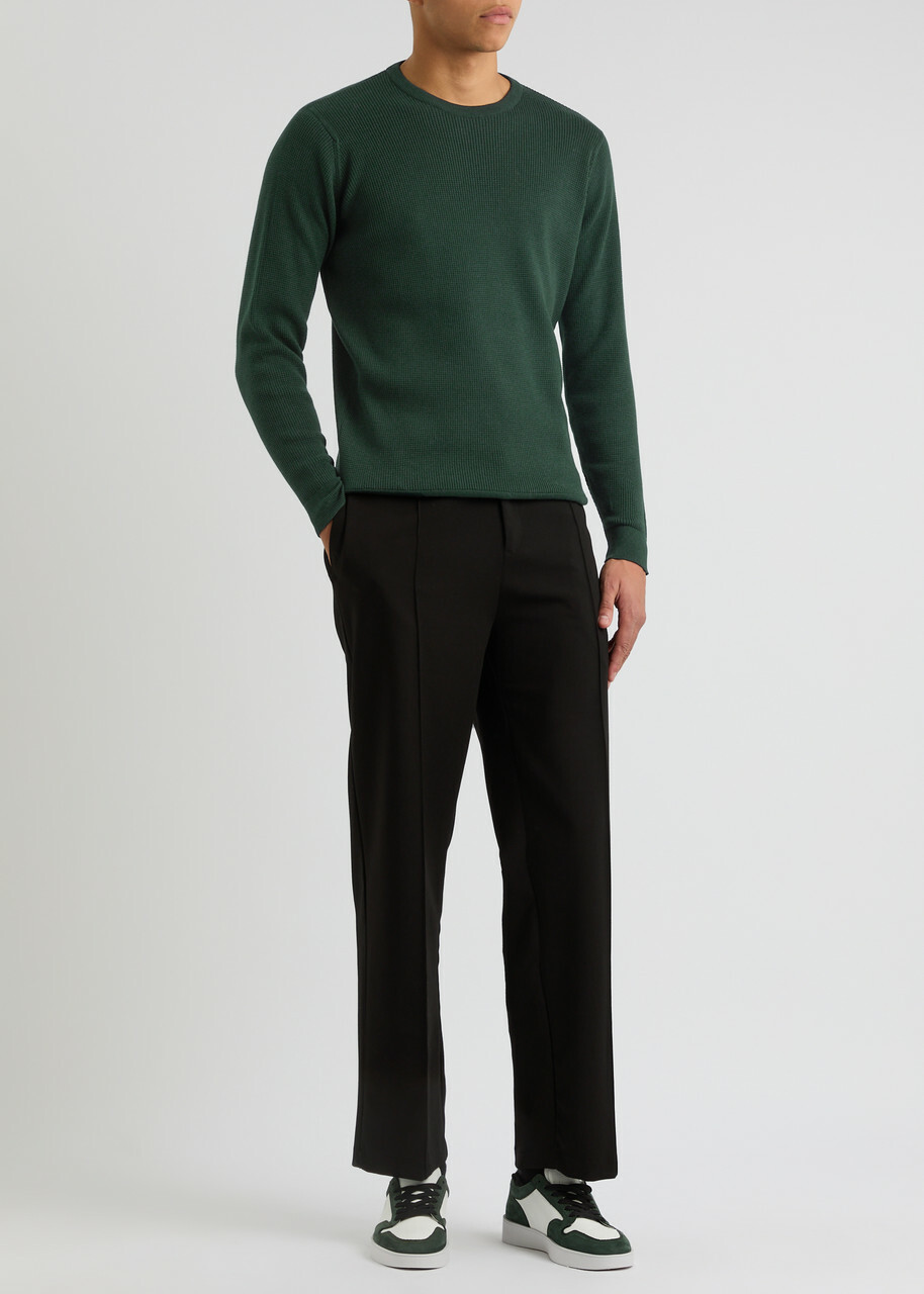 John Smedley Calix Waffle-knit Cotton Jumper Dark Green
