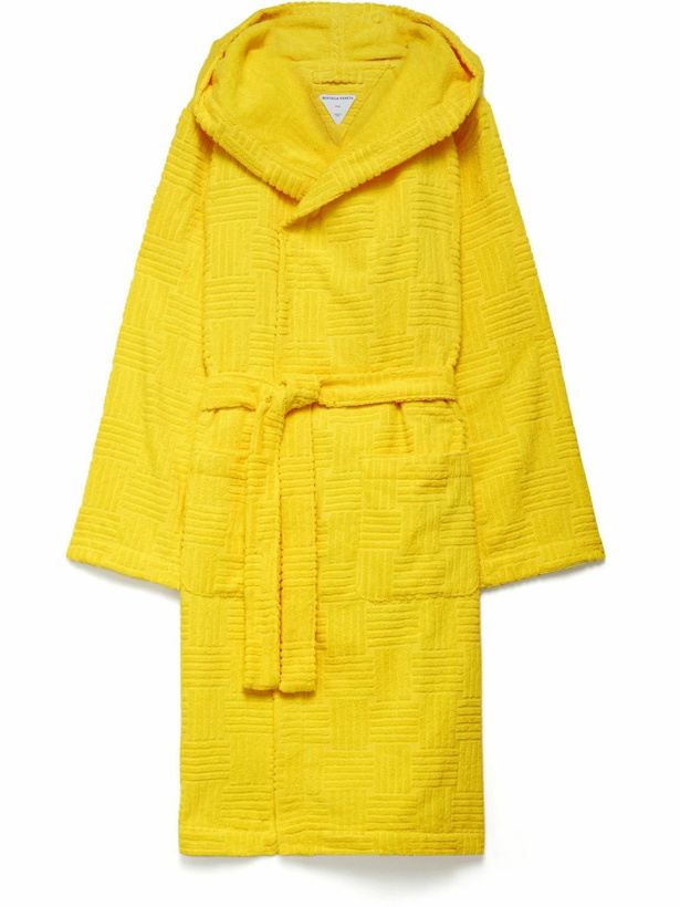 Photo: Bottega Veneta - Intrecciato Cotton-Terry Hooded Robe - Yellow