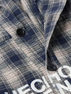 RRR123 - Materia Nazarene Oversized Printed Checked Cotton-Flannel Shirt - Blue