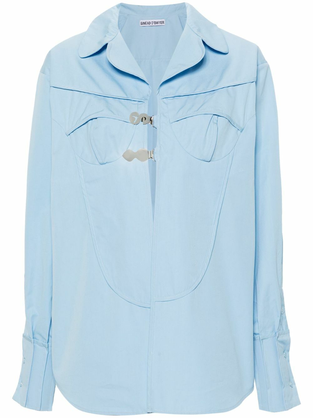 Sinead O'Dwyer Blue Pyjama Logo-Buckle Shirt