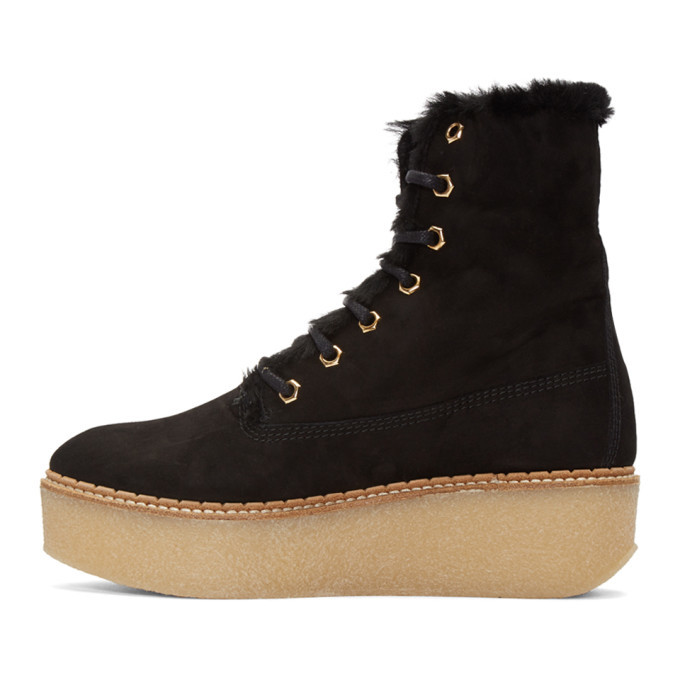 Flamingos SSENSE Exclusive Black Shearling Stacy Boots