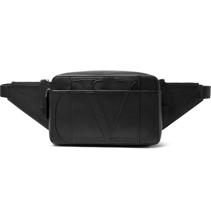 Photo: Valentino - Logo-Appliquéd Leather Belt Bag - Black