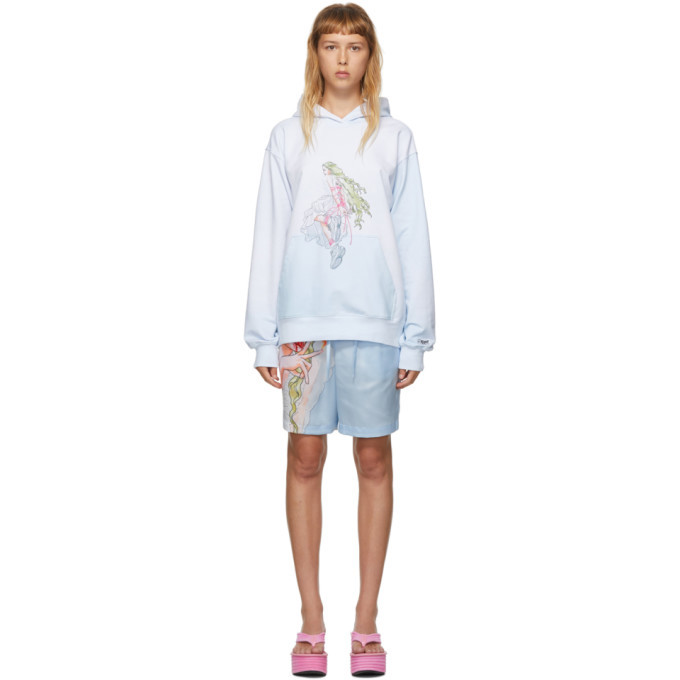 Im Sorry by Petra Collins SSENSE Exclusive Blue and White Graphic Pullover Hoodie