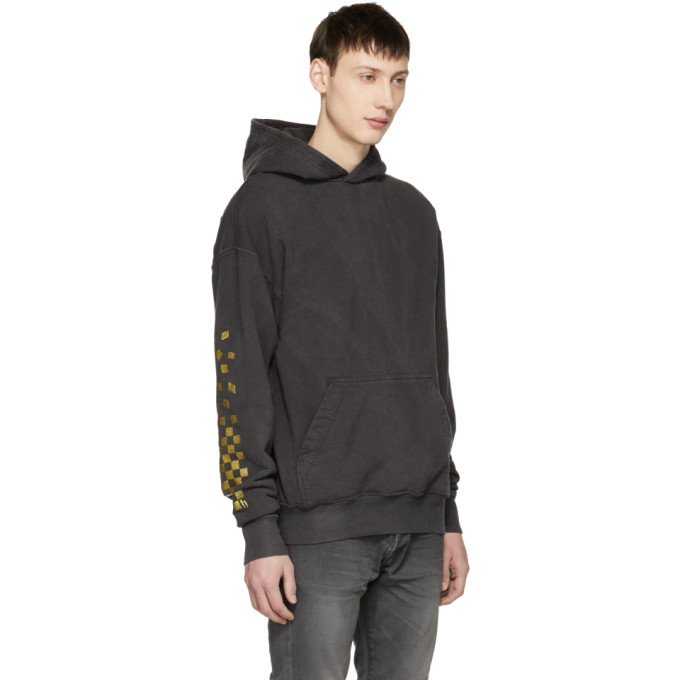 Rhude Black and Gold Malibu Rhacer Hoodie