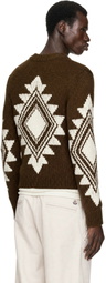 Moncler Brown Geometric Jacquard Wool Blend Sweater