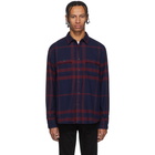 Frame Navy Refined Plaid Shirt