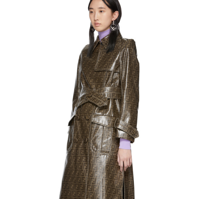 Fendi Reversible Trench Coat In Marrone