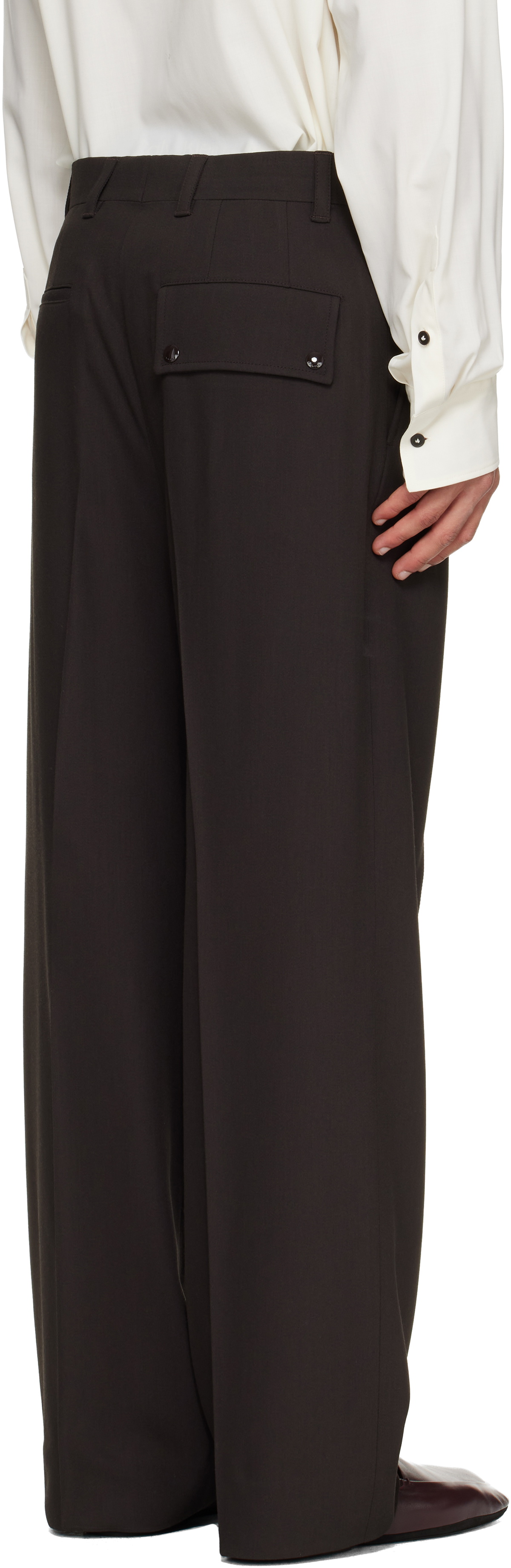 Lanvin Brown Loose-Fit Tailored Trousers