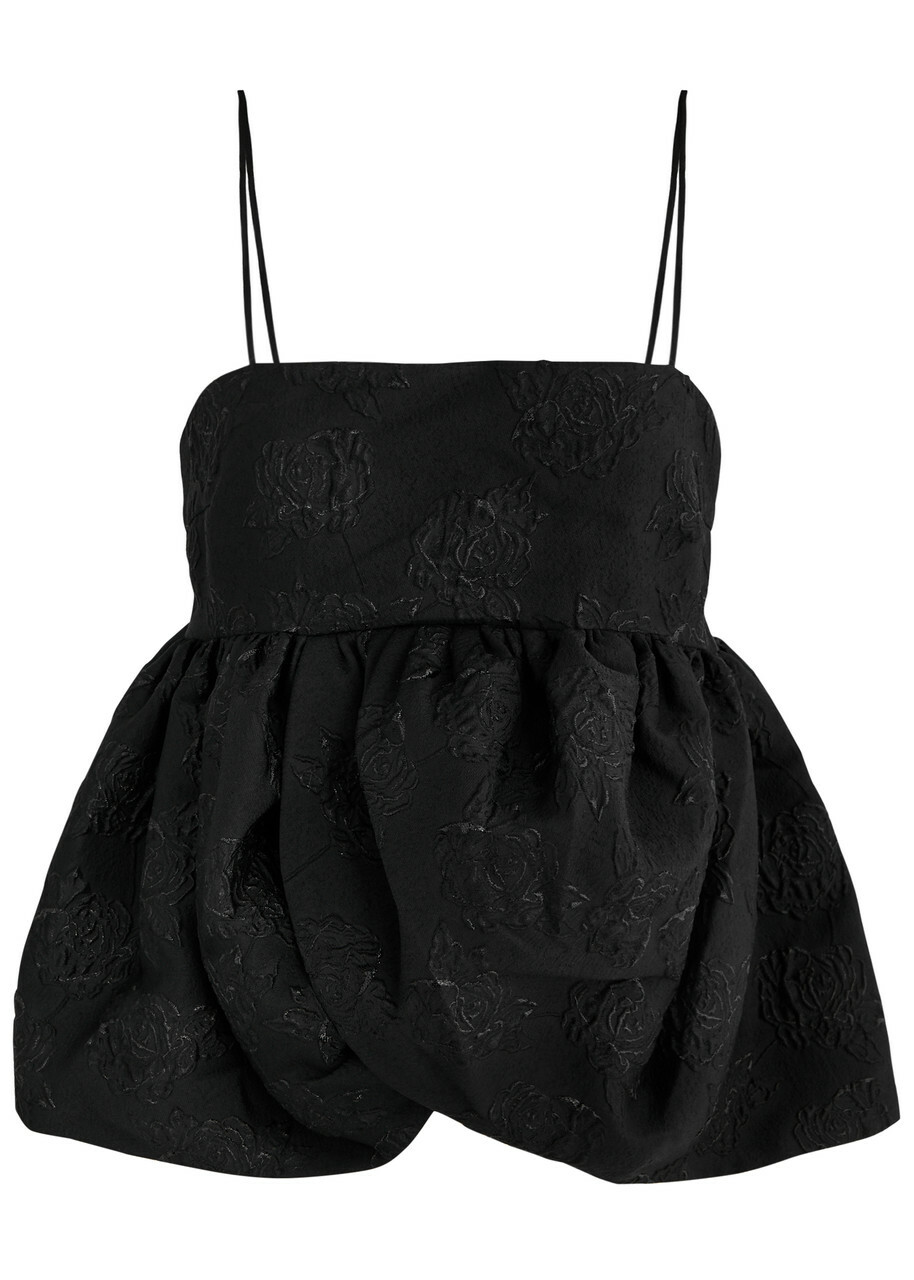 ROTATE ロテート ワンピース Floral draped jacquard 992404 Rotate Birger Christensen Floral-jacquard Draped top Black