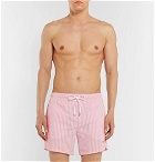 Hugo Boss - Mid-Length Striped Seersucker Swim Shorts - Pink