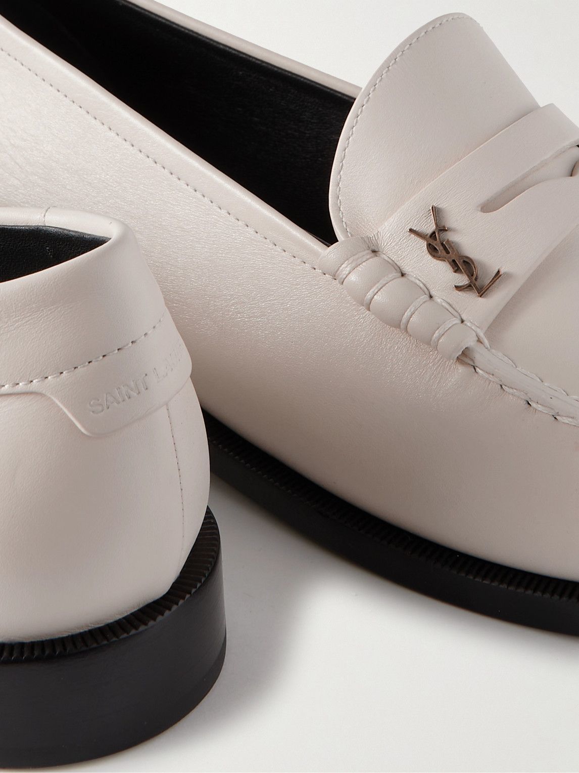 SAINT LAURENT - Logo-Embellished Leather Penny Loafers