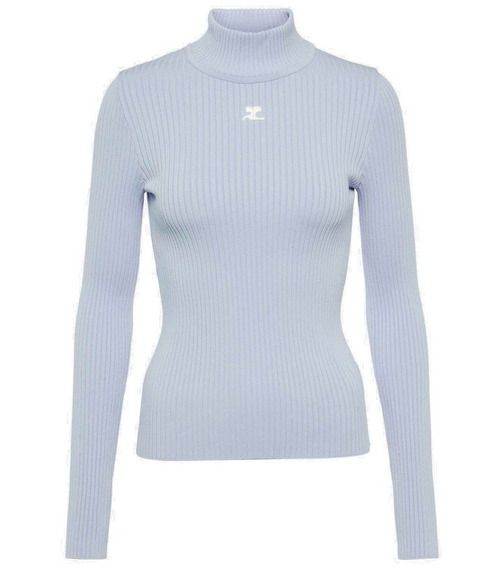 Photo: Courrèges Logo ribbed-knit turtleneck sweater