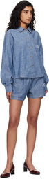 Off-White Blue Chambray Pajama Shirt