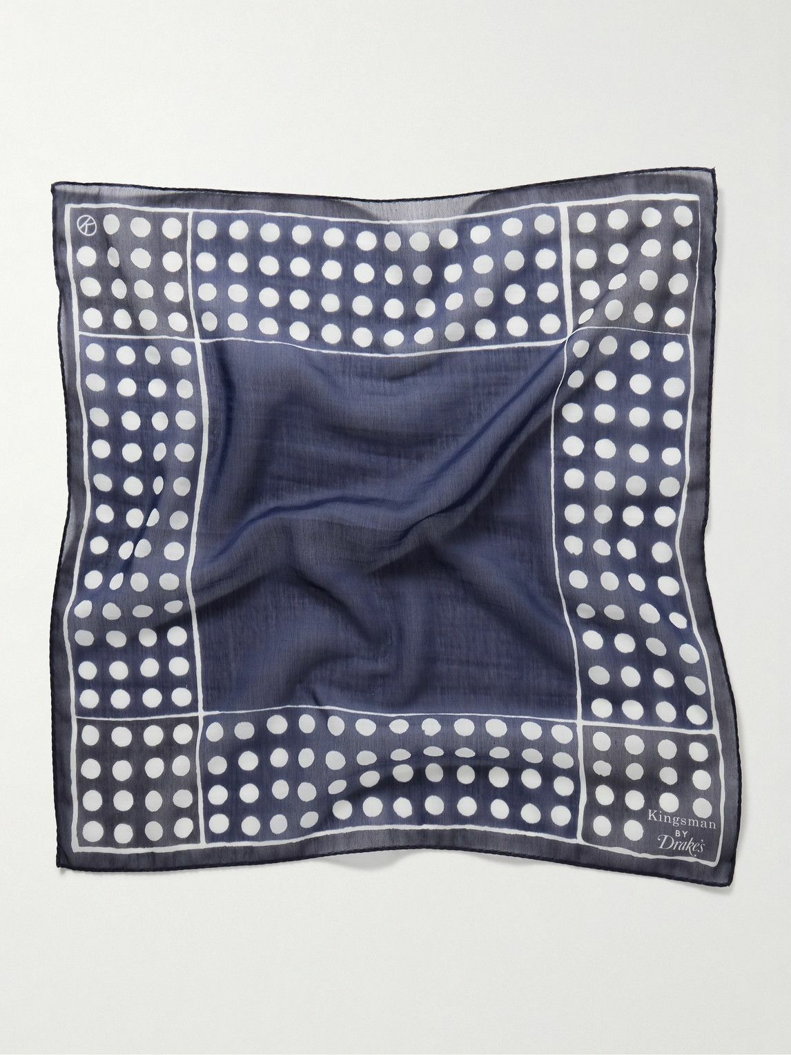 Kingsman - Drake's Logo-Print Polka-Dot Cotton and Silk-Blend Pocket Square
